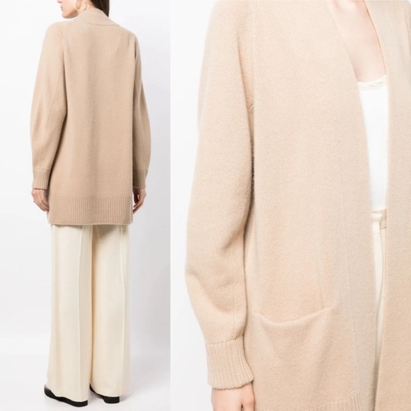 Vince Long Open Front Cashmere Cardigan in Praline Beige Size XS - Picture 2 of 10